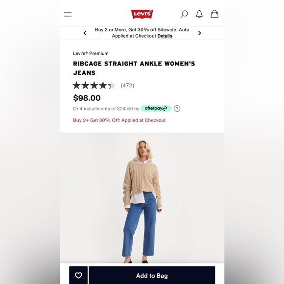 Levi’s Ribcage Straight - size 28 - Picture 2 of 5